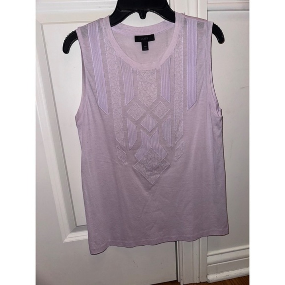 Women's J.Crew Embroidered Tank Top Sleeveless Casual Blouse Lavender XXS - Picture 1 of 7